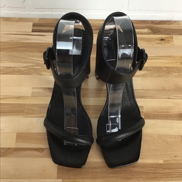 Rudsak Tika heeled shoes ankle tied black leather strap silver hot pumps new 37 - Picture 5 of 14